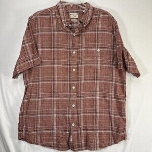 Weatherproof Vintage Washable Linen Men's Short Sleeve Button Up Size XL
